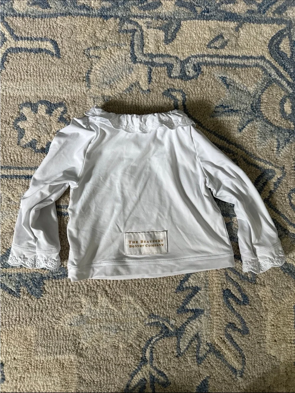 The Beaufort Bonnet Company White Lace-Collar Long Sleeve Rashguard